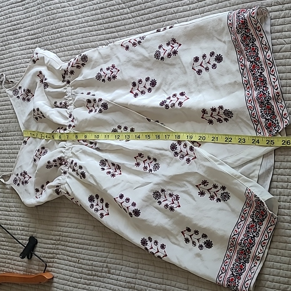 Madewell Silk Sandstar Dress Vinefloral Ivory Red Adjustable Strap Line Size 00 - Picture 6 of 6